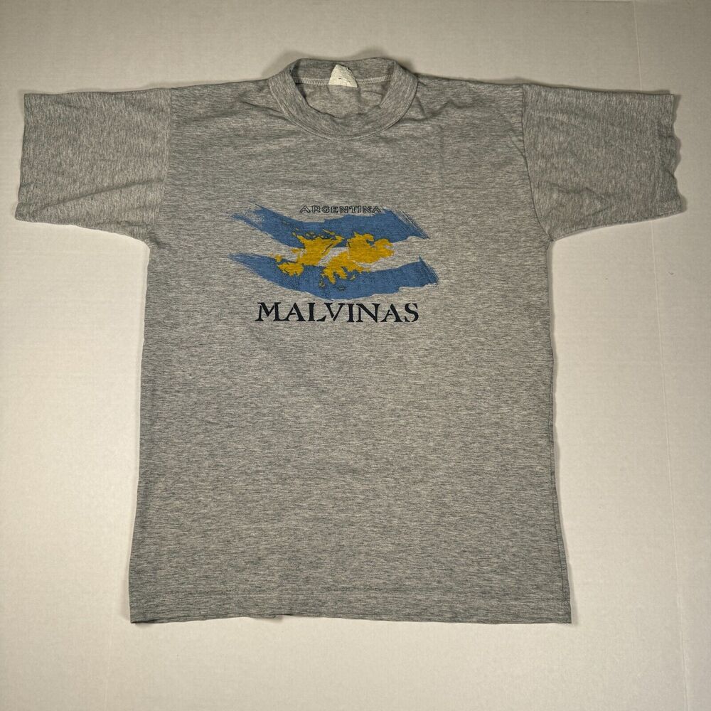 VTG Argentina Malvinas Tee Shirt Size M World's End 100% Cotton